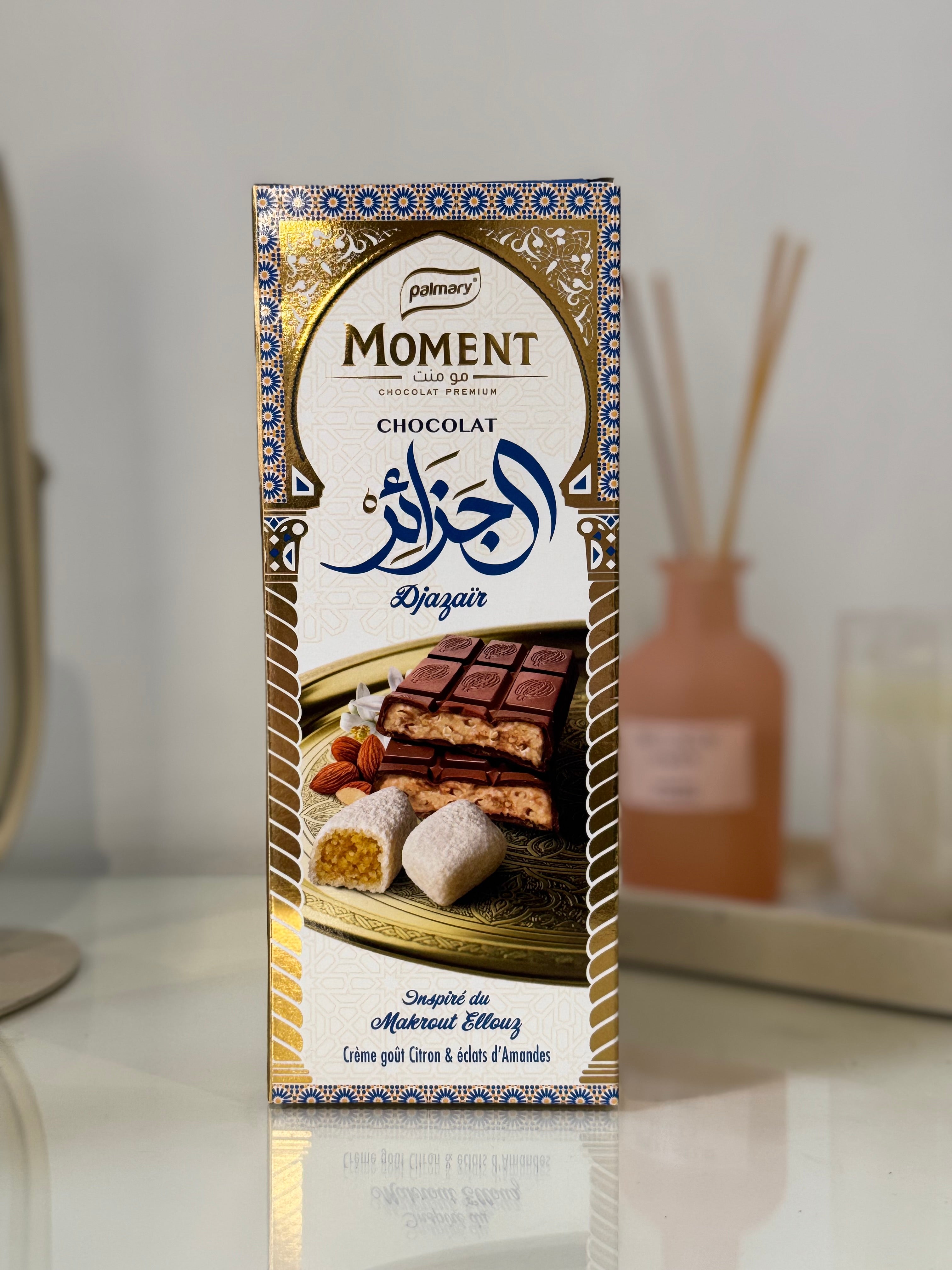 Tablette Chocolat Goût Citron & Éclats d’Amande – Moment 🍋🍫